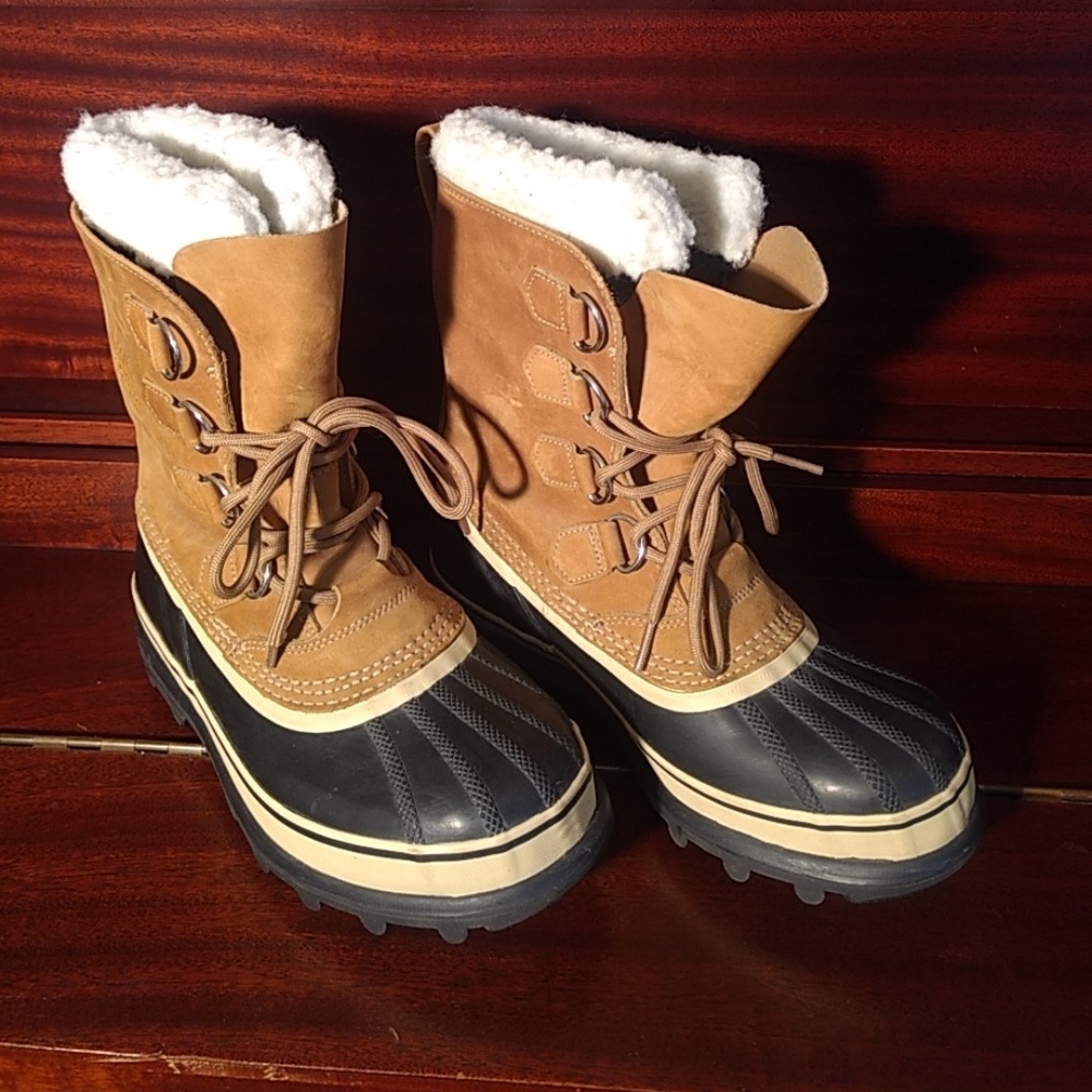 SOREL Caribou Winter Snow Boots Wool Buff Tan
